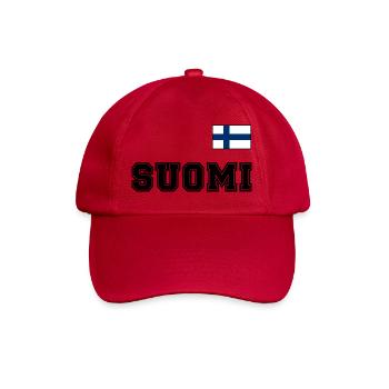 FINNLAND - SUOMI Trikot Look - Flagge auf Brust - Baseballkappe - klassisch Rot - Vorne
