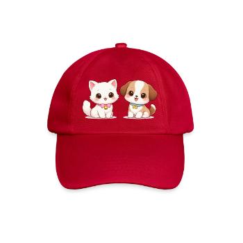 Hund Katze Comic - Baseballkappe - klassisch Rot - Vorne