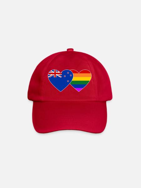 Neuseeland Regenbogen Flagge Herz - Baseballkappe - klassisch Rot