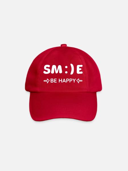 SMILE - BE HAPPY - Mentale Gesundheit - Optimismus - Baseballkappe - klassisch Rot