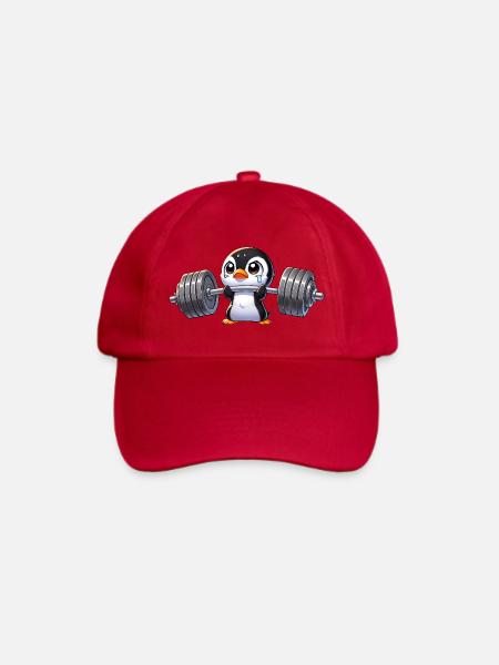 Starker Pinguin Workout Hantel Training - Baseballkappe - klassisch Rot