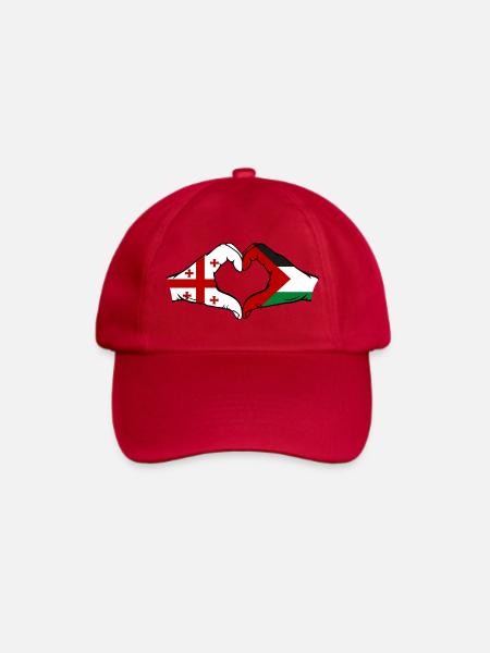 Georgien Palästina Flagge Hände Herzform - Baseballkappe - klassisch Rot