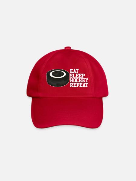 Eat Sleep Hockey Wiederholen Sie die Jungenhockey - Baseballkappe - klassisch Rot