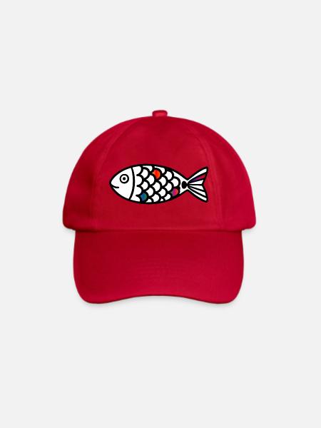 Abstrakter Fisch | Modernes Meeresmotiv - Baseballkappe - klassisch Rot