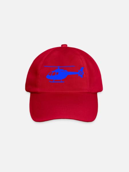 Blauer Helikopter Silhouette - Baseballkappe - klassisch Rot