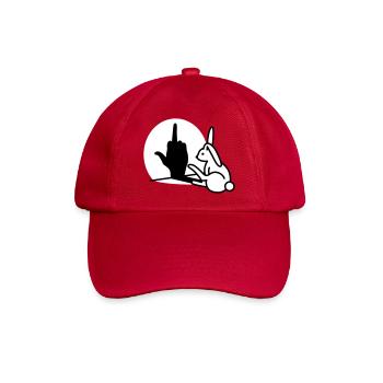 Kaninchen Schatten Hand FUCK OFF Mittelfinger Hase - Baseballkappe - klassisch Rot - Vorne