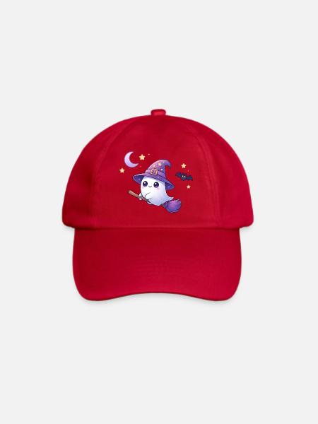 Kawaii Hexen‑Geist auf Besen – Halloween Shirt - Baseballkappe - klassisch Rot