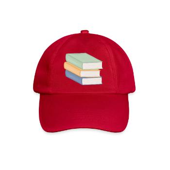 Pastellfarbiger Bücherstapel - Baseballkappe - klassisch Rot - Vorne
