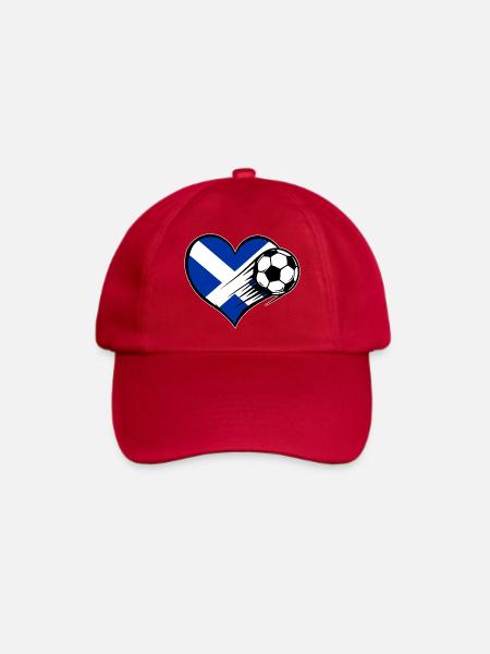 Schottland Flagge Fußball mit Herz - Baseballkappe - klassisch Rot