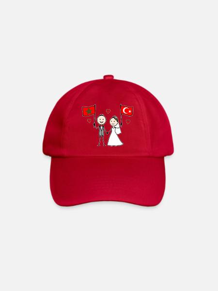 Hochzeitspaar Marokko Türkei Flagge - Baseballkappe - klassisch Rot