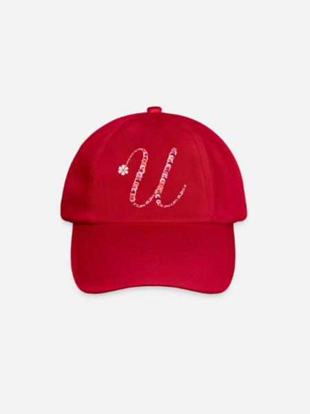 Romantisches Blumenmonogramm "U" - Baseballkappe - klassisch Rot
