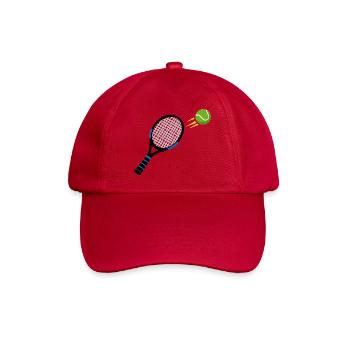 Tennisschläger trifft Tennisball - Baseballkappe - klassisch Rot - Vorne