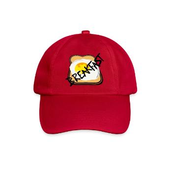 Toast mit Spiegelei Grafik - Baseballkappe - klassisch Rot - Vorne