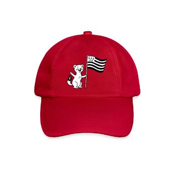 Niedliches bretonisches Hermelin mit Flagge der Bretagne - Baseballkappe - klassisch Rot - Vorne