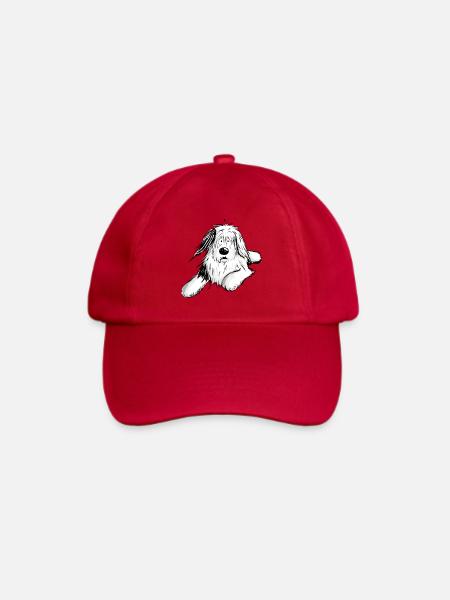 Felliger Bobtail I Beraded Collie Hund I Geschenk - Baseballkappe - klassisch Rot