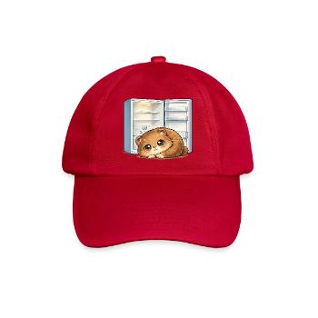 Kleine Katze vor offenem Kühlschrank - Baseballkappe - klassisch Rot - Vorne