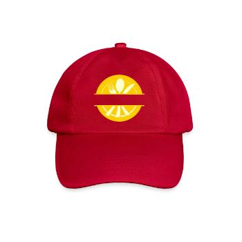 Besteckmenülogo mit transparentem Barrengold - Baseballkappe - klassisch Rot - Vorne