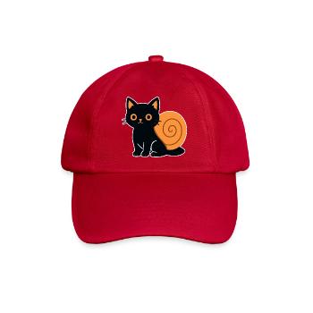 Katzensilhouette in Orange - Baseballkappe - klassisch Rot - Vorne