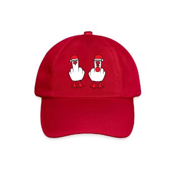 2 Möwen Mittelfinger Beleidigung Weihnachten Team - Baseballkappe - klassisch Rot - Vorne