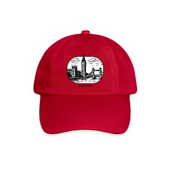 London Linienstil: Big Ben und Tower Bridge - Baseballkappe - klassisch Rot - Vorne