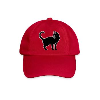Minimalistische weiße Katzensilhouette - Baseballkappe - klassisch Rot - Vorne