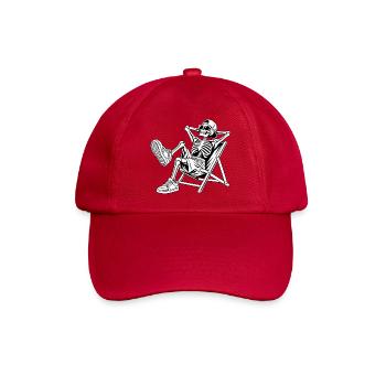 Entspannendes Skelett auf Deckstuhl - Baseballkappe - klassisch Rot - Vorne