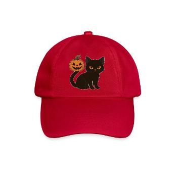 Schwarze Katze mit Halloween Kürbis - Baseballkappe - klassisch Rot - Vorne