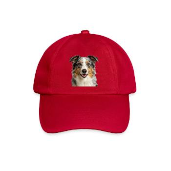 Porträt des Australian Shepherd Hundes - Baseballkappe - klassisch Rot - Vorne
