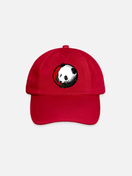 Pandakopf (Bambus/Bunt) - Baseballkappe - klassisch Rot