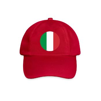runde Aufkleber Flagge von Italien Aufkleber Aufkleber - Baseballkappe - klassisch Rot - Vorne
