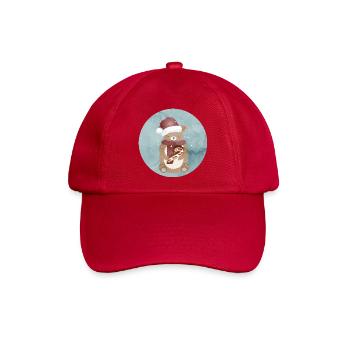 goldiger Bär für Weihnachten mit Weihnachtsmütze - Baseballkappe - klassisch Rot - Vorne