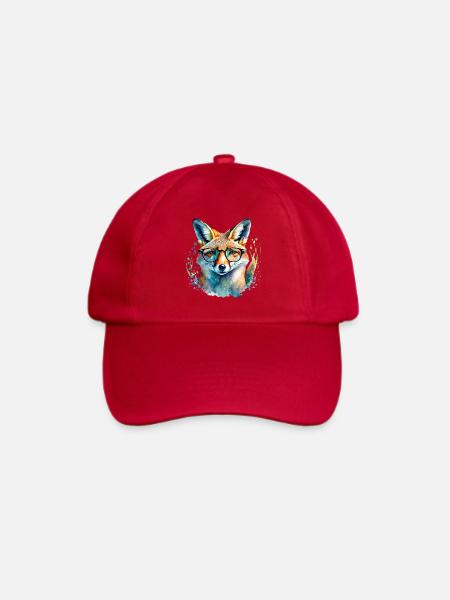 Fuchs mit Brille - Baseballkappe - klassisch Rot