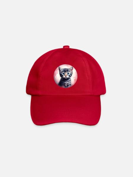 Kätzchen im Pinken Aquarell - Baseballkappe - klassisch Rot
