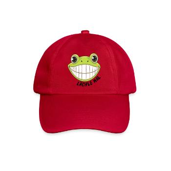Grüner Frosch Lachgesicht Smily - Baseballkappe - klassisch Rot - Vorne