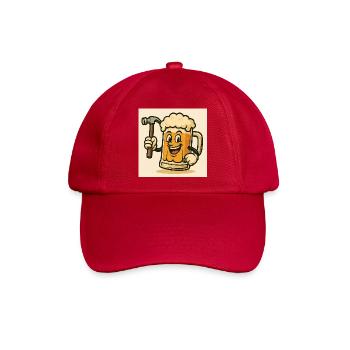 Bierglas mit lachendem Gesicht und Hammer - Baseballkappe - klassisch Rot - Vorne