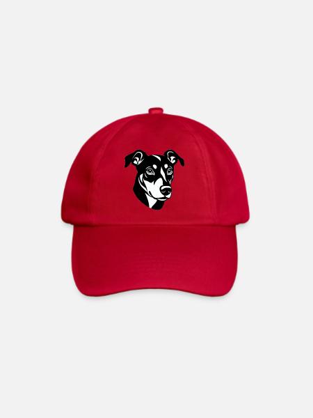 Eleganter schwarz-weißer Pinscher - Baseballkappe - klassisch Rot