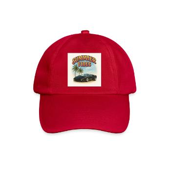Sommer Vibes - Sportwagen und Palmen - Baseballkappe - klassisch Rot - Vorne