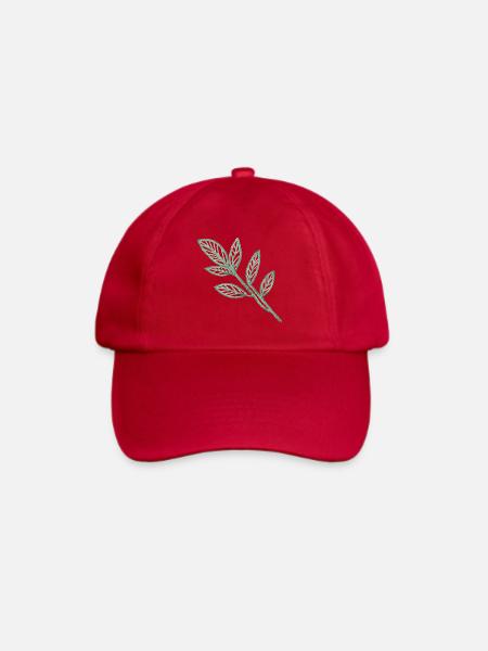 Mintgrüne Blätter im Stickerei-Look - Baseballkappe - klassisch Rot