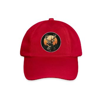 Rentier Hirsch Geweih Reindeer Vintage - Baseballkappe - klassisch Rot - Vorne