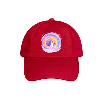 Regenbogen-Pinguin im Wirbel - Baseballkappe - klassisch Rot - Vorne