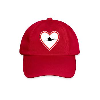 Herz Schild Storch Klapperstorch Geburt - Baseballkappe - klassisch Rot - Vorne