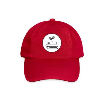 Minimalistischer Bücherstapel mit pflanzlicher gemütlicher Lektüre - Baseballkappe - klassisch Rot - Vorne