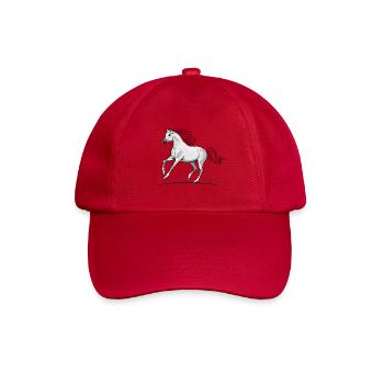 Weißes Pferd, Vollblut, Trab, Reiteleganz, Eleganz - Baseballkappe - klassisch Rot - Vorne