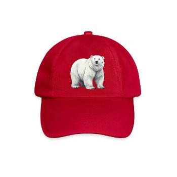 Polar Bär Illustration Graustufen - Baseballkappe - klassisch Rot - Vorne