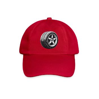 Autoreifen Felge Vintage Motorsport Design  - Baseballkappe - klassisch Rot - Vorne