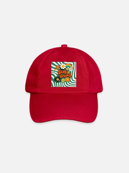 Retro-Blumenstil - Baseballkappe - klassisch Rot