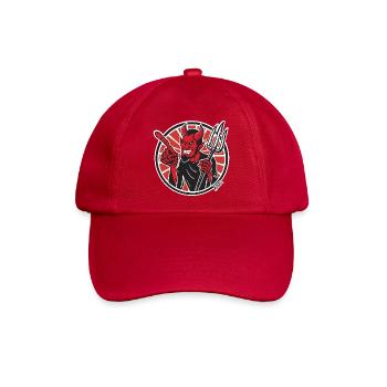 Lustiges Maskottchen-Abzeichen des roten Dämons mit Mistgabel - Baseballkappe - klassisch Rot - Vorne