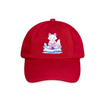 Pastell-Eisfuchs mit Herz - Baseballkappe - klassisch Rot - Vorne