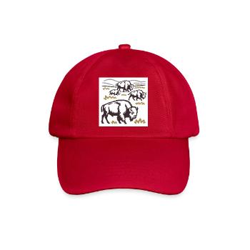 Bisonherde auf der Steppe - Baseballkappe - klassisch Rot - Vorne