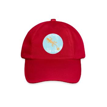 Orangen-Gecko auf blauem Kreis - Baseballkappe - klassisch Rot - Vorne